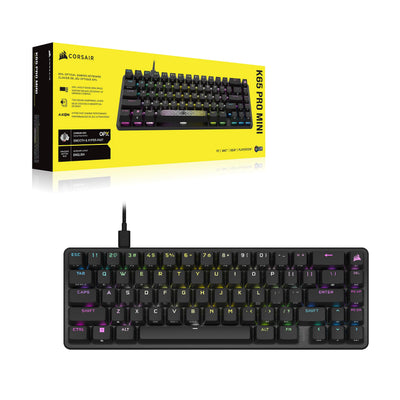 Corsair K65 PRO Mini RGB 65% Optical-Mechanical Wired Gaming Keyboard - OPX Linear Switches - PBT Double-Shot Keycaps - iCUE Kompatibel - PC, PS5, PS4, Xbox - QWERTZ DE - Schwarz