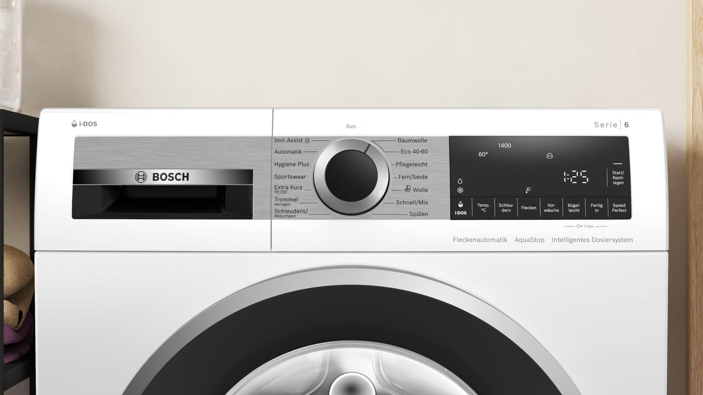 Bosch WUU28T42, Serie 6, Unterbaufähige Waschmaschine, 1-9kg, 1400 UpM, Maximale Energie- und Wasserersparnis, Speed Perfect, Extraprogramme für Sport, Dunkles und Babykleidung, Nachlegefunktion