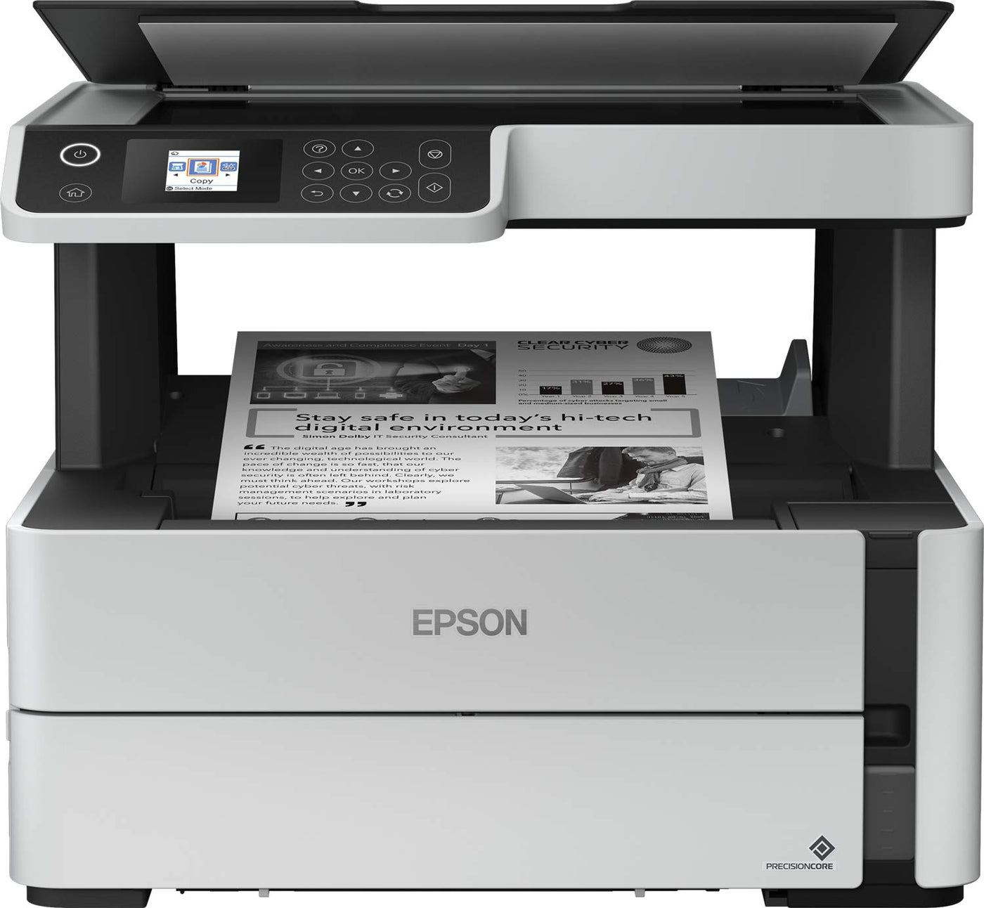 Epson EcoTank ET-M2170 nachfüllbarer 3-in-1-Schwarzweißdrucker (Scanner, Kopierer, DIN A4, Duplex, USB 2.0, Wi-Fi, Ethernet) großer Tintenbehälter, hohe Reichweite, niedrige Seitenkosten