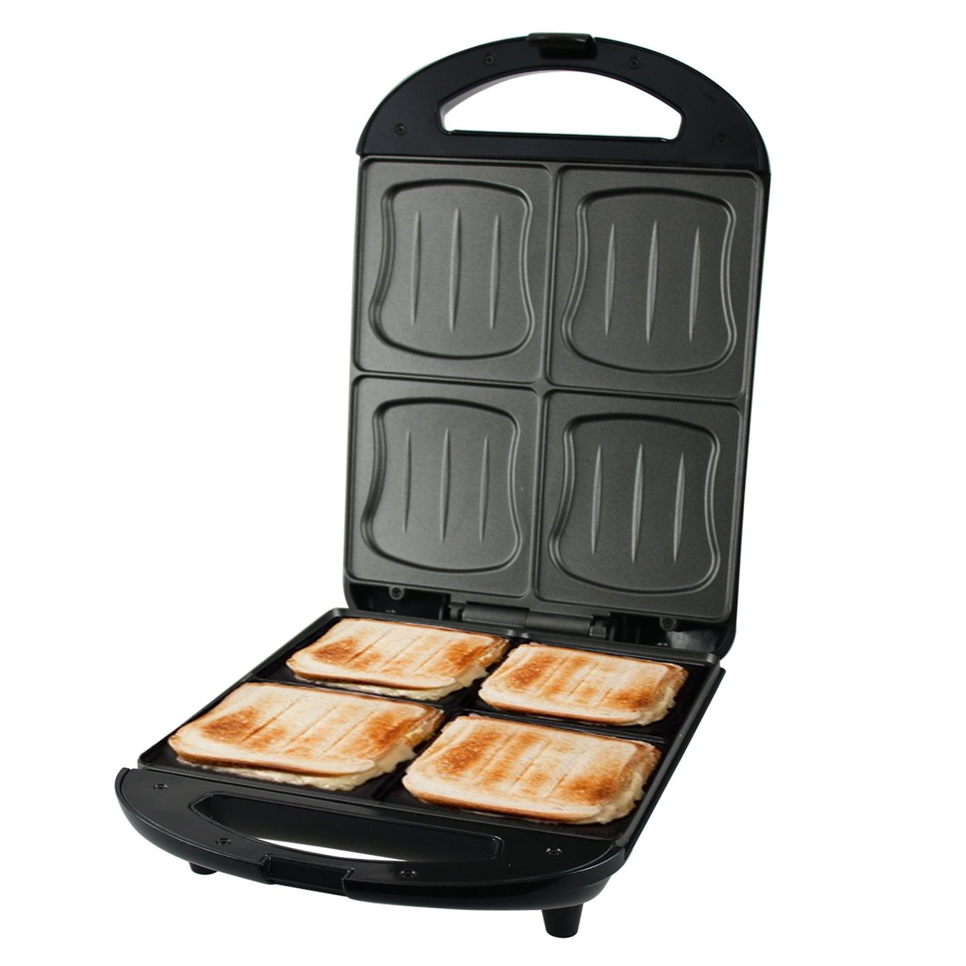 Emerio XXL Sandwich Toaster TEST GUT für alle Toastgrößen geeignet 4x große Muschelform für die ganze Familie Käse läuft nicht aus kein Verschmieren BPA frei 1300 Watt Sandwichmaker 4er