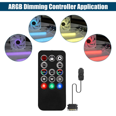 ARGB Controller mit Fernbedienung Binghe 5V 3-Pin ARGB Controller ARGB Dimm Controller SATA-betriebener Dimmer 14 Key Fernbedienung Switch Farben RGB Fan Hub für Desktop-Gehäuselüfter und Lichtleisten