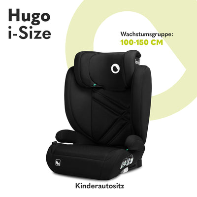 LIONELO HUGO I-SIZE Kinderautositz, Gruppe 2 3, von 100–150 cm, ISOFIX-Installation, verstellbare Kopfstütze, Memory-Schaum, Seitenschutz, bequeme Armlehnen