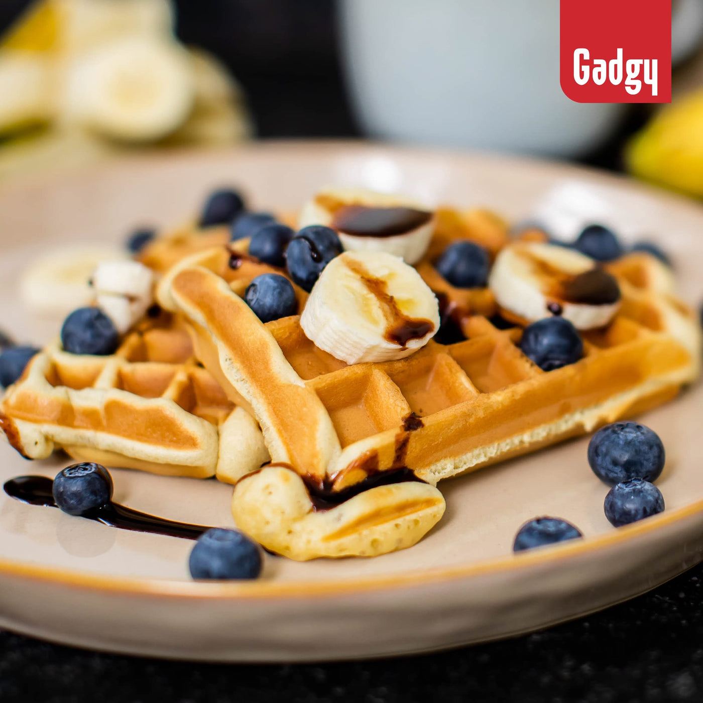 Gadgy Waffeleisen Belgische Waffel | 23x16,8 cm. für 2 Waffeln | Waffle maker 1000 Watt | Einstellbare Temperatur LED-Anzeige | Griff erhitzt nicht | Party-Desserts