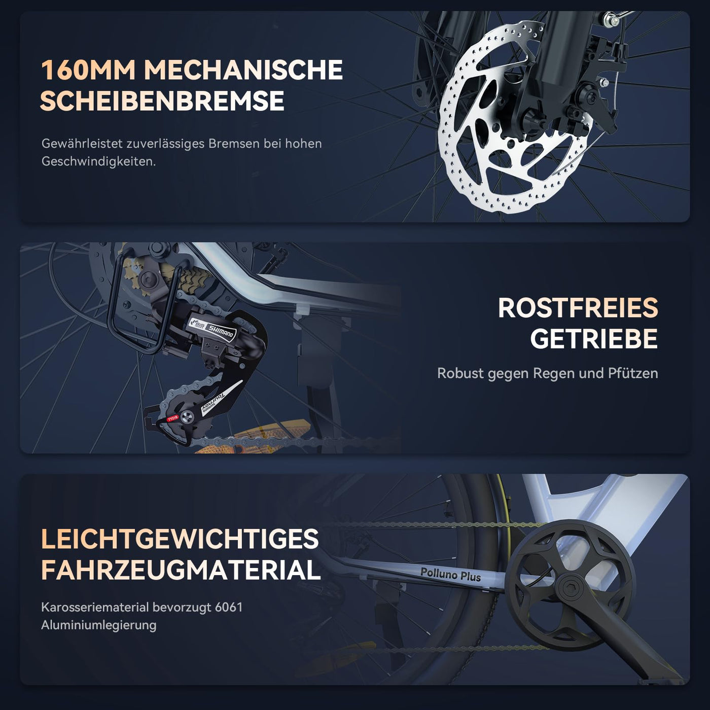 ESKUTE Elektrofahrrad 26 Zoll Polluno Plus, Pendlerfahrrad, E-Cityrad, Elektrisches Stadtrad mit 36V, 20Ah Li-Ion Akku, Hybridmodus Reichweite bis zu 120KM, EU-konformes E-Bike, Weiß