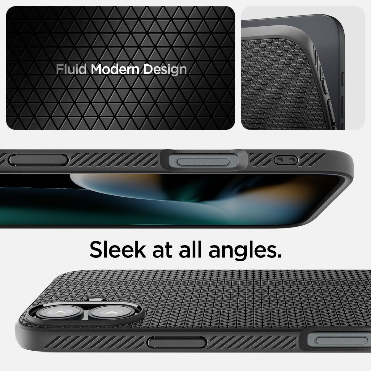 Spigen für iPhone 16 Hülle [rutschfest] Liquid Air Case Handyhülle Schutzhülle Cover Dünn Slim -Schwarz