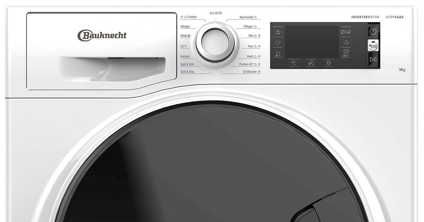 Bauknecht WM Elite 9AA Waschmaschine/ 9 kg/ 1400 U/min/Energieeffizienzklasse A/ActiveCareColor+/ A-20%/ SteamHygiene-Antivirus/SteamRefresh/Stop&Add-Nachlegefunktion/Volle Ladung 45Min.