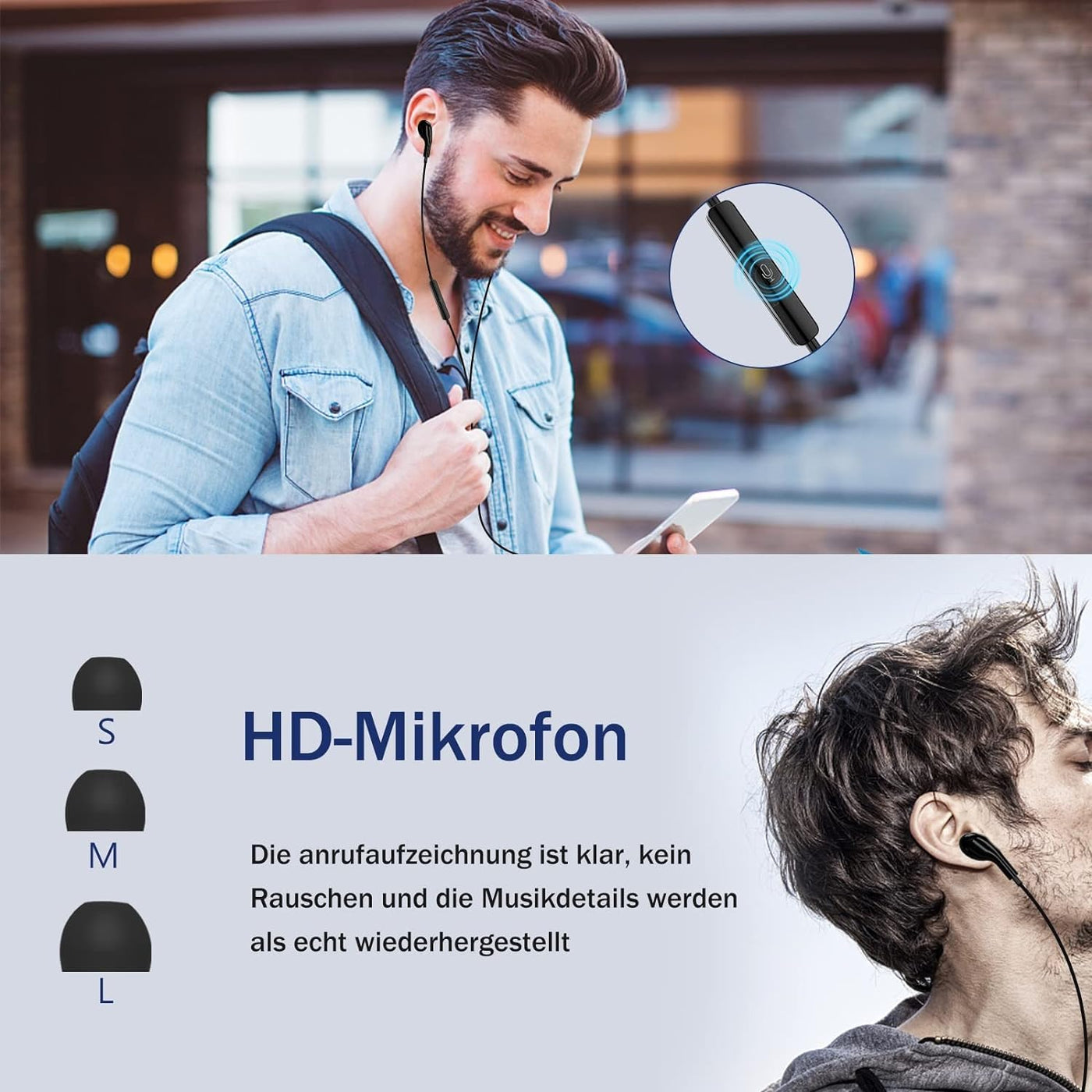 USB C Kopfhörer mit Mikrofon,In-Ear Kopfhörer für Samsung Galaxy S24 S23 Ultra S22 S21 FE A55 A35 A53 A33 A54 5G,USB C Headset mit Lautstärkeregler,für iPhone 15 16 Pro Max Plus iPad 10