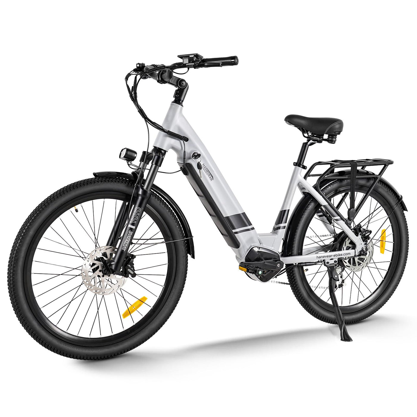 HANEVEAR E Bike Mountainbike Elektrofahrräder, EBike mit 17Ah/48V Lithium-Akku 120KM+, Heckmotor 250W 65N.m, 26 Zoll E-Bike Trekking/City Pedelec für Damen Herren, EU-Konformes, YOYO