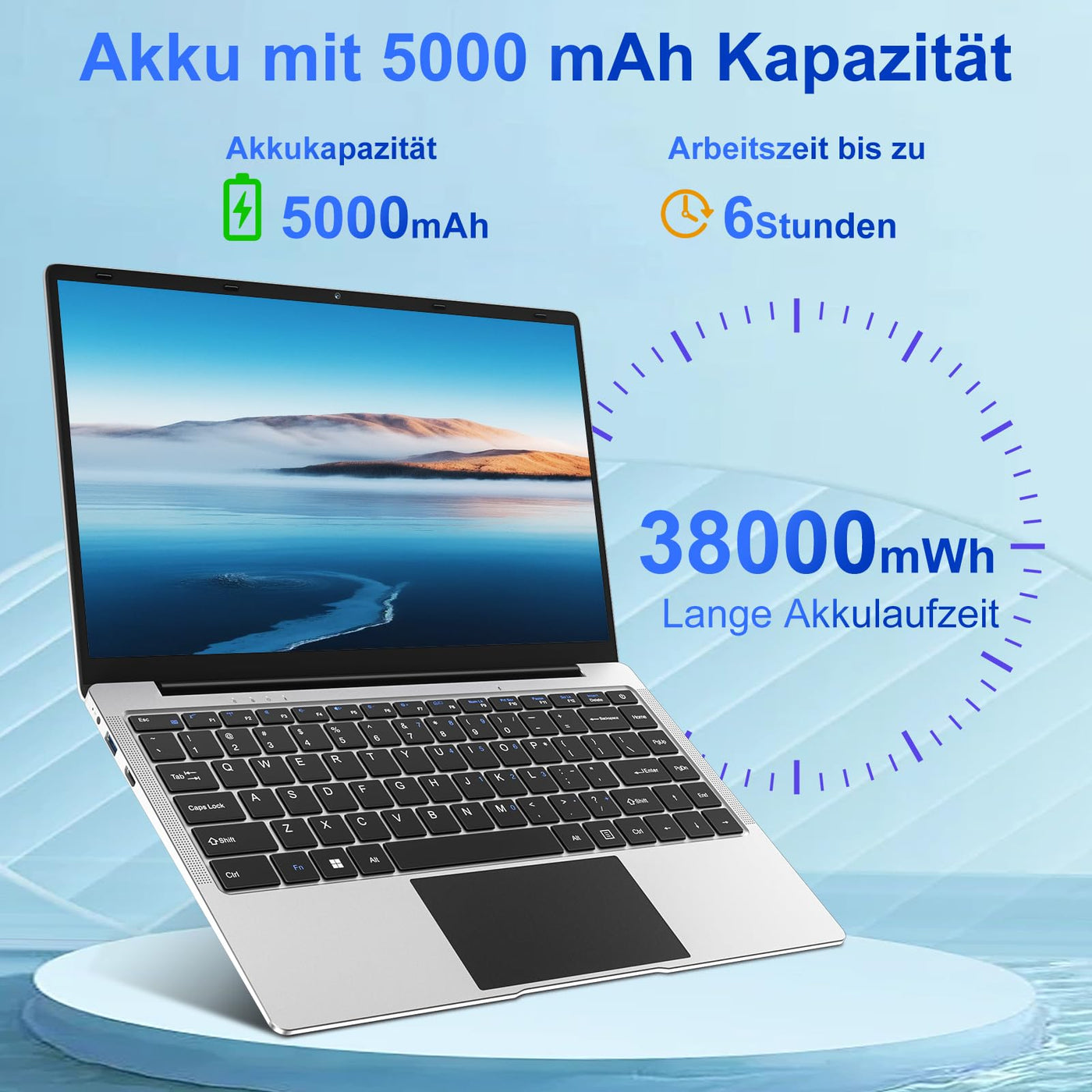 bvate Laptop 14 Zoll Win11 8GB+256GB SSD Unterstützung 1TB Notebook Celeron N4020 (bis2.8GHz) 1920x1080p WiFi BT4.2 Deutscher Tastaturschutz und kabellose Maus-Silver