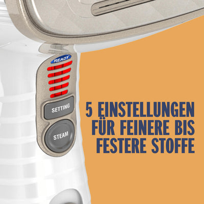 Conair Turbo ExtremeSteam Dampfglätter mit 5 EInstellungen | Dampfleistung 25g/Min. | Schnelle Aufheizzeit | 3 Aufsätze für feine und schwere Stoffe + Bügelfalten | weiß/beige