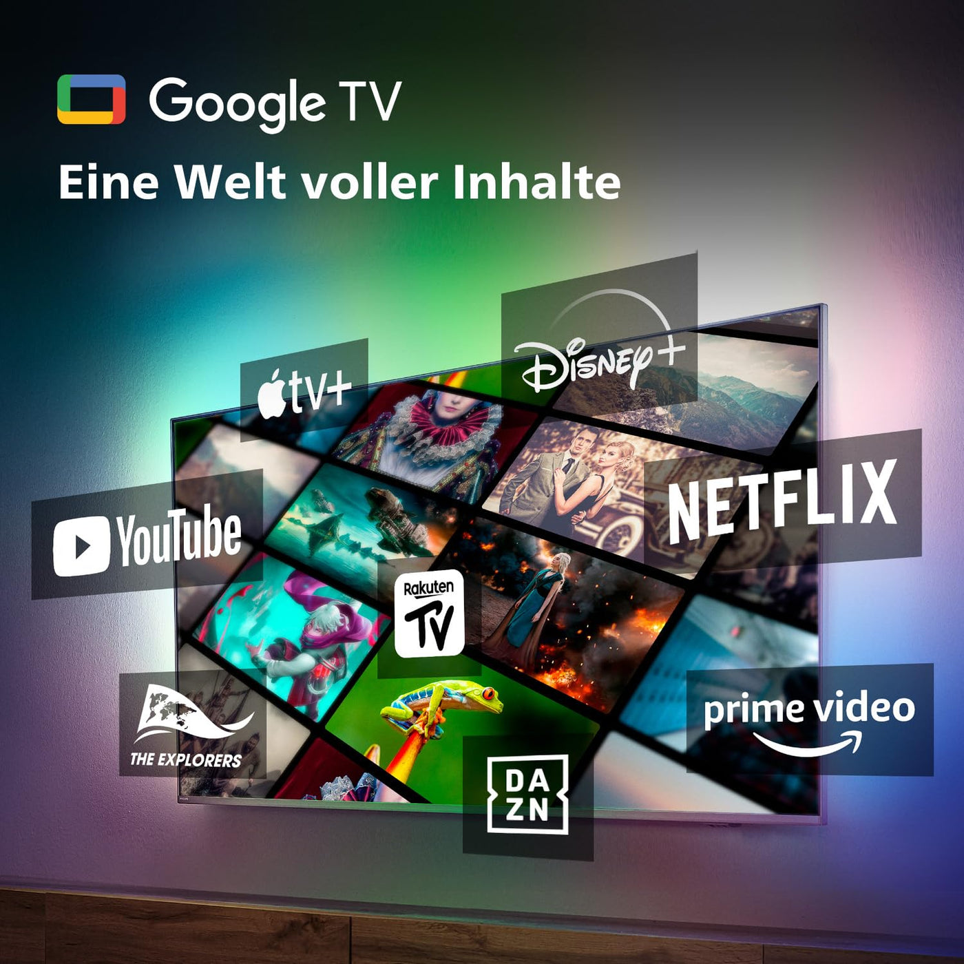 Philips Ambilight TV | 55OLED708/12 | 139 cm (55 Zoll) 4K UHD OLED Fernseher | 120 Hz | HDR | Dolby Vision | Google TV | VRR | WiFi | Bluetooth | DTS:X | Sprachsteuerung