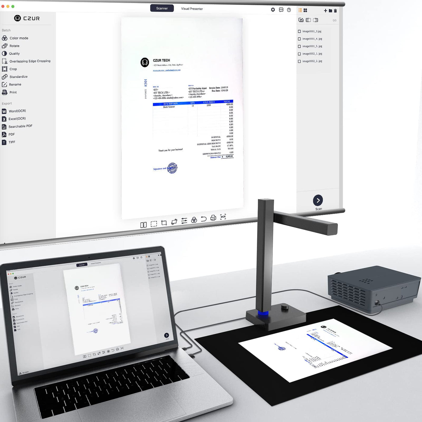 CZUR USB-Dokumentenkamera 8MP, A4 Overhead Scanner, Tragbarer Dokumentenscanner mit OCR, für Live-Präsentationen Webkonferenzen Online Unterricht, Kompatibel mit MacOS/Windows (Shine 800 Pro A4)