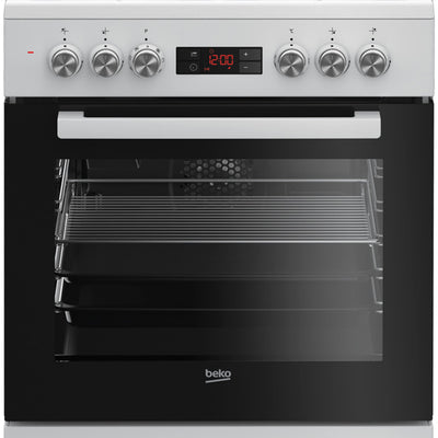 Beko FSM62320DWS b300 freistehender Herd mit Gas-Kochfeld, 72 Liter Backofenvolumen, 60 cm, Multifunktionsofen, 8 Heizarten, Multidimensionalen Kochen, Seitengitter, Weiß