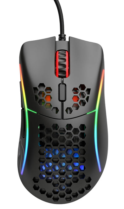 Glorious Gaming Model D- (Minus) Wired Gaming Mouse – superleichtes Wabendesign mit 61 g, RGB-Beleuchtung, ergonomisch, Pixart 3360 Sensor, Omron-Schaltern, PTFE-Füße, 6 Tasten – Mattschwarz