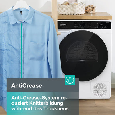 Gorenje DPNA93W Wärmepumpentrockner, 9 kg Kapazität, 15 Programme, ConnectLife WiFi, Auto Drain, Made in EU, Nature Dry, Twin Air, Sportprogramm, Schnellprogramm Energieklasse A+++