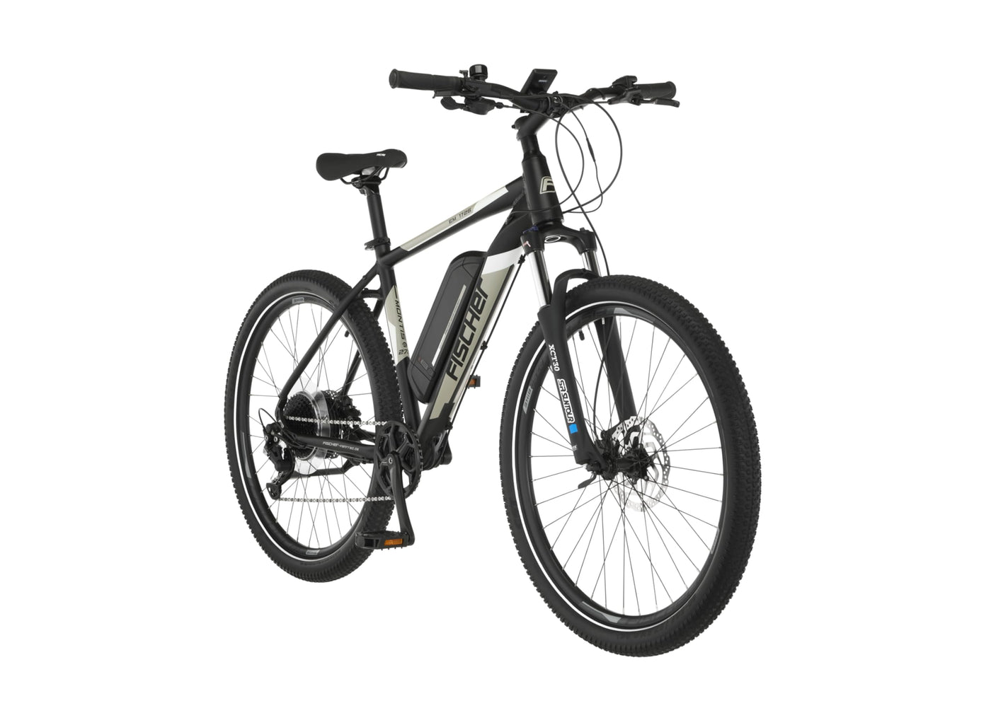 FISCHER E-Mountainbike MONTIS EM 1726, Elektrofahrrad für Damen und Herren, RH 48 cm, Heckmotor 45 Nm, 48 V Akku, Schwarz