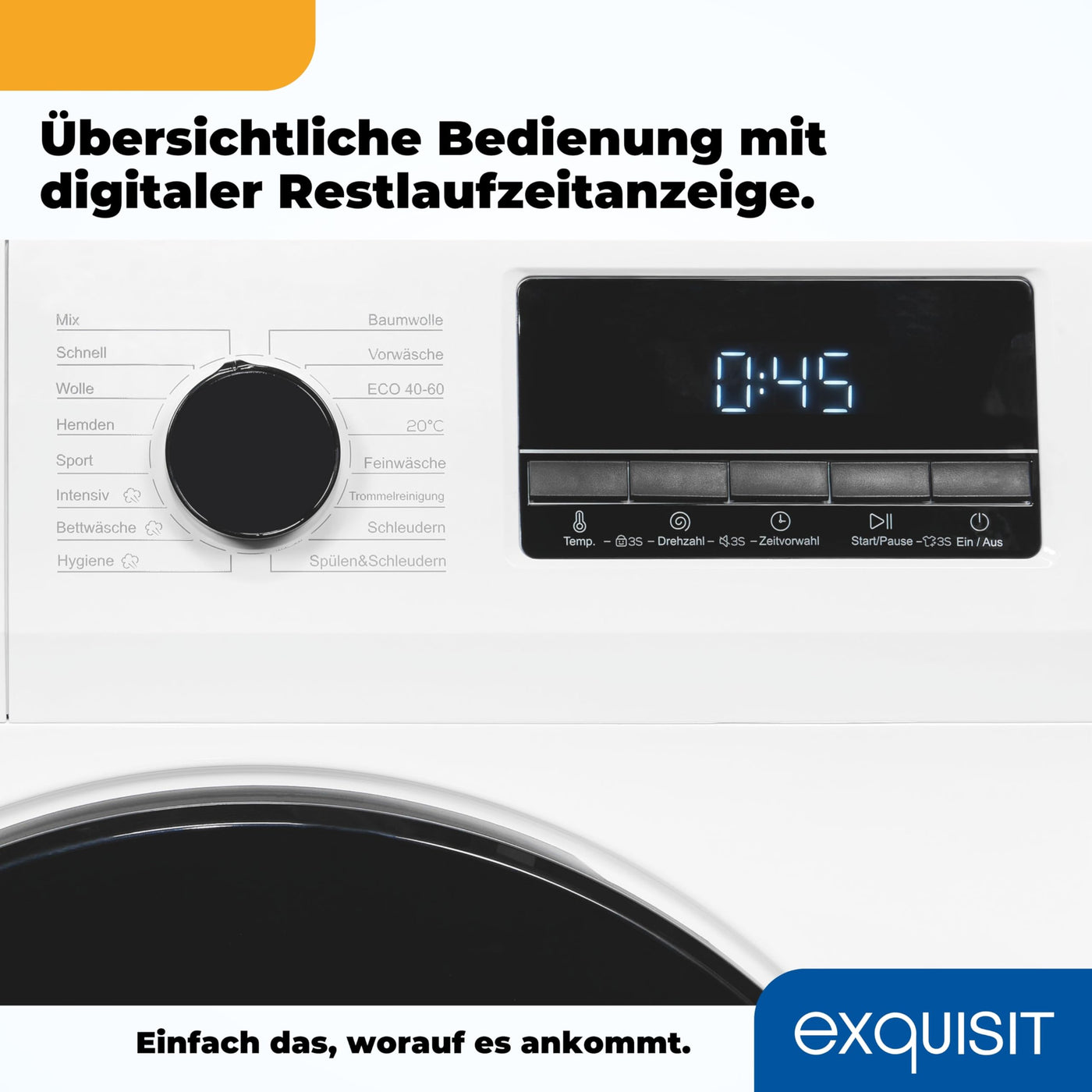 Exquisit Waschmaschine 8kg, Energieeffizienzklasse A, max. 1400 U/Min, Schnellprogramm, Startzeitvorwahl (3-24 Std.), Kindersicherung, Aquastop, ECO, 16 Waschprogramme, WA58014-340A weiss