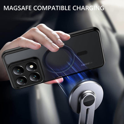 GUAGUA Matt Handyhülle für Xiaomi 14T 5G Hülle [Kompatibel mit MagSafe] Stoßfest Magnetisch Rückseite Dünn Hülle Durchscheinende Schutzhülle Case für Xiaomi 14T (6,67'') Schwarz