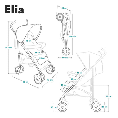 LIONELO Elia Buggy Klein Zusammenklappbar Kinderwagen Bis 15 Kg, Rücken Und Fußstützenverstellung Hinterradbremse, Moskitonetz, Beinwärmer, Einkaufskorb - Graphit