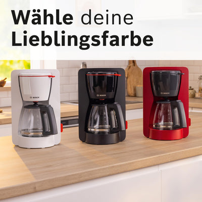 Bosch Filterkaffeemaschine MyMoment TKA3M133, Glaskanne 1,25 L, für 10-15 Tassen, 60min Warmhaltefunktion, Tropfstopp, schwenkbarer Filterträger, Entkalkungsprogramm, 1200 Watt, Schwarz matt