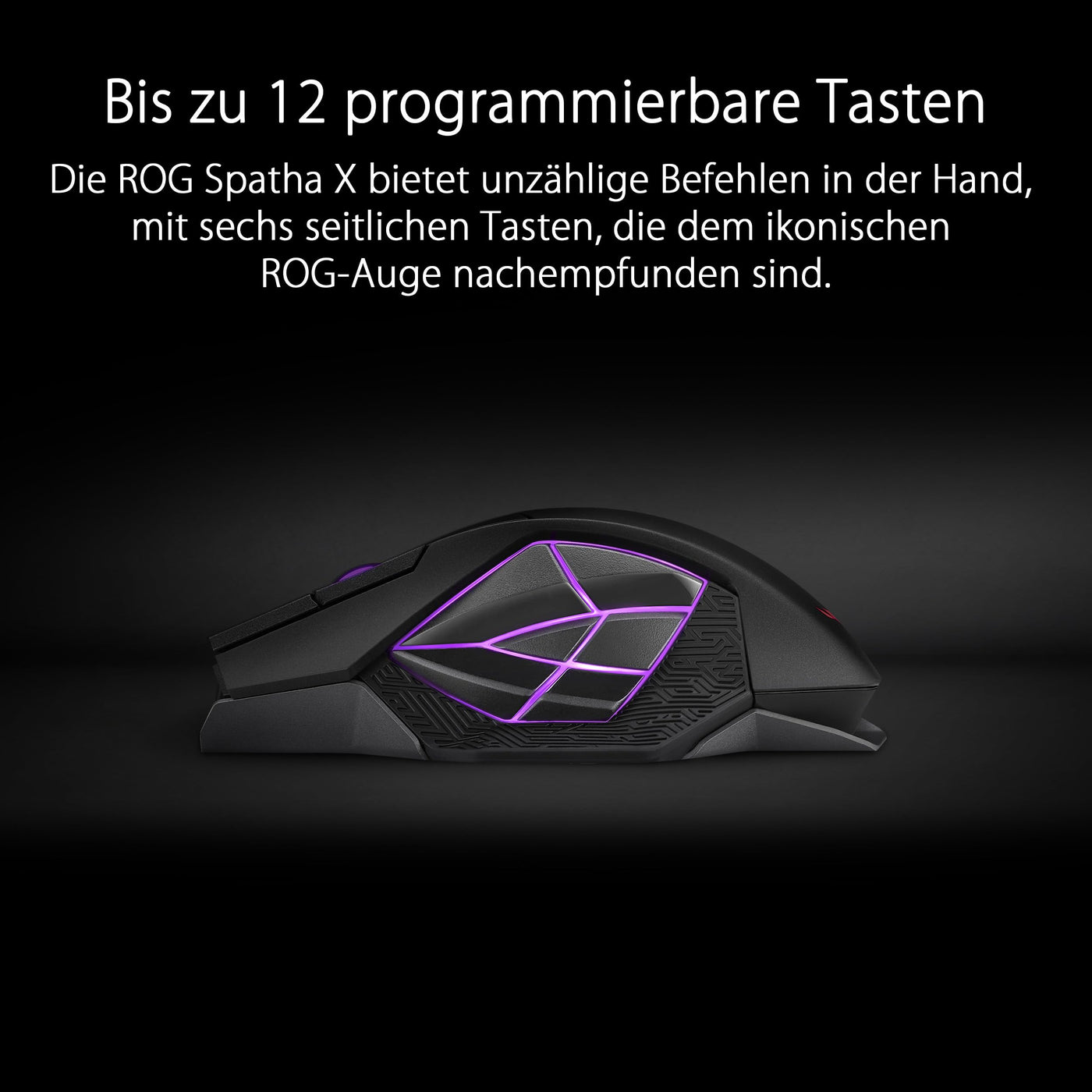 ASUS ROG Spatha X Wireless Gaming Mouse (Magnetischer Ladeständer, 12 programmierbare Tasten, 19.000 DPI, Push-Fit Hot Swap Switch Steckdosen, ROG Micro Switches, ROG Paracord und Aura RGB Lighting)