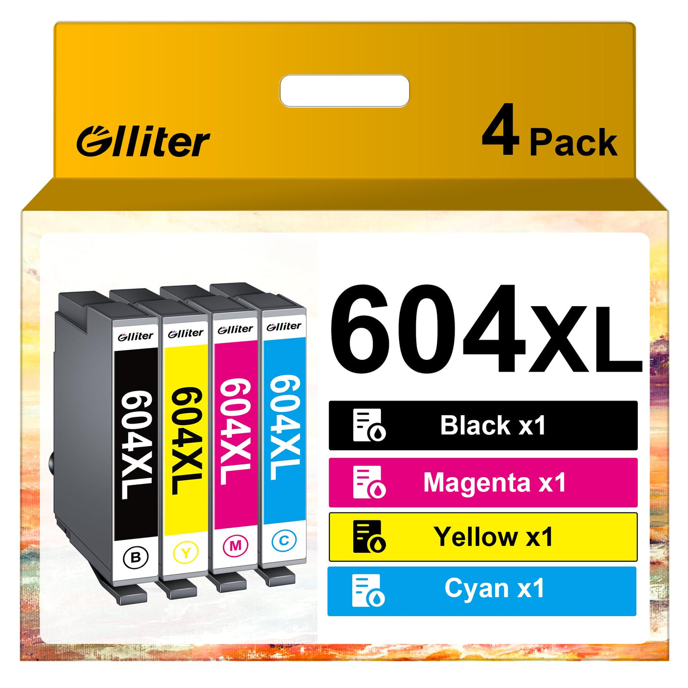 Glliter 604XL Patronen für Epson 604 Patronen für Epson 604 XL für Epson XP 3200 Druckerpatronen Kompatibel mit Epson Expression Home XP 4200 XP-2205 XP-3205 XP-4205 Workforce WF-2930 WF-2935