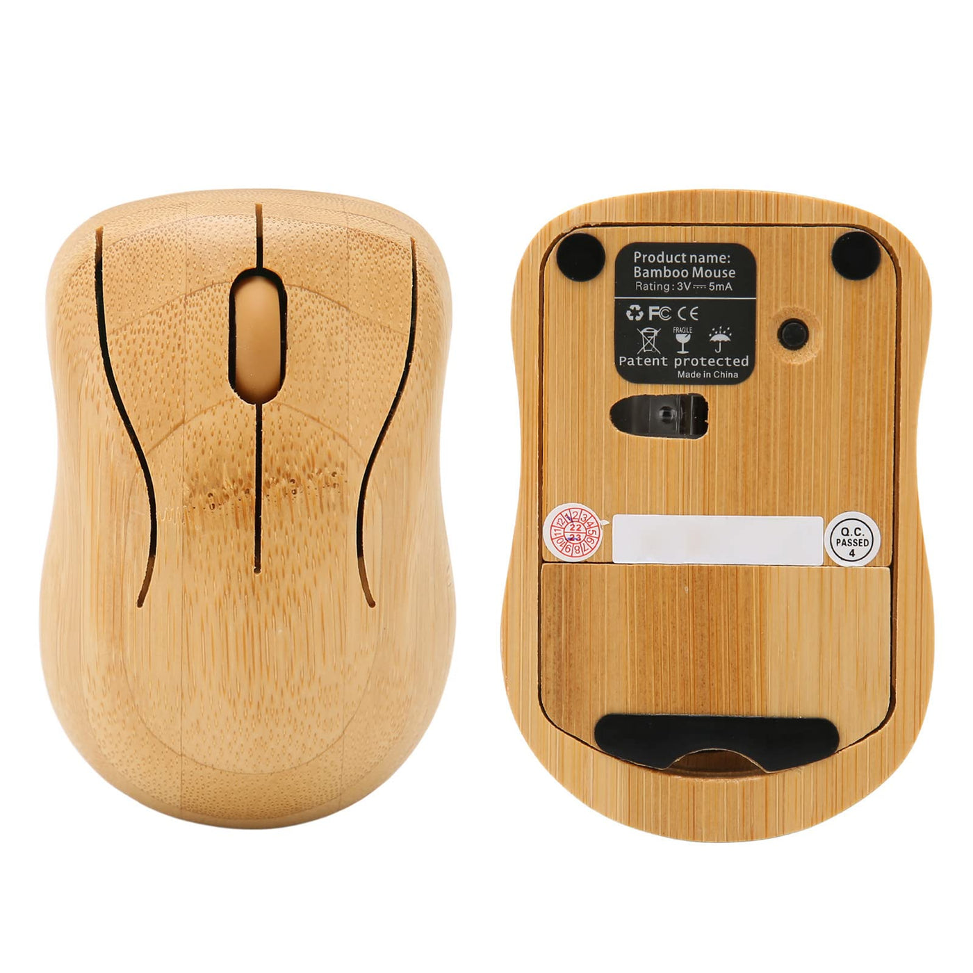 Ensemble clavier et souris Vikye, appareils sans fil pour ordinateur en bambou Plug and Play sans fil 2,4 GHz, appareils de contrôle d'ordinateur en bois à connexion sans fil pour bureau (souris)