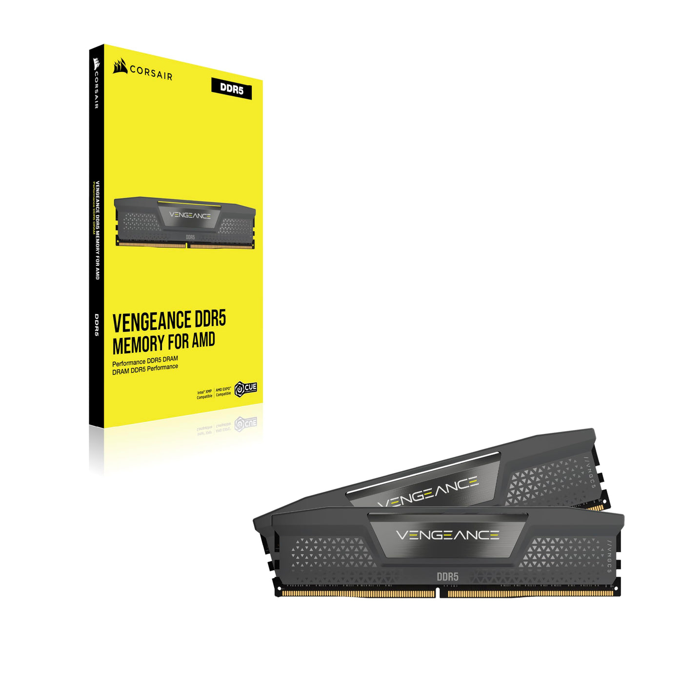 CORSAIR Vengeance DDR5 32GB (2x16GB) DDR5 6000MHz CL30 AMD Expo Intel XMP iCUE Kompatibler Computerspeicher - Grau (CMK32GX5M2B6000Z30)