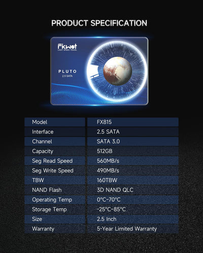 Fikwot FX815 512GB 3D NAND 2,5 Zoll SATA III Interne Solid State Drive – 6Gb/s Interne SSD, 560MB/s Lesen, schnelle Festkörper-Laufwerk für Laptop und Desktop