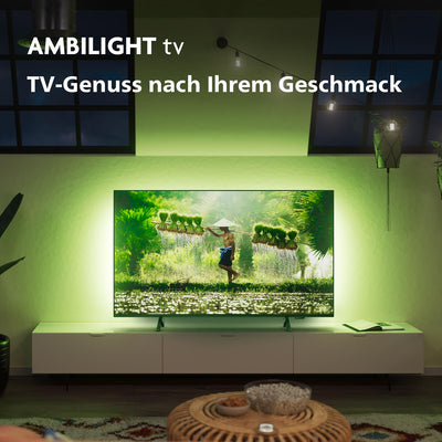 Philips Ambilight 50PUS8309 4K LED Smart TV - 50-Zoll Display mit Pixel-präziser Ultra HD, Titan OS Plattform und Dolby Atmos-Klang - Funktioniert mit Alexa und Google Sprachassistent – Matt Schwarz