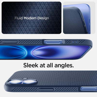 Spigen für iPhone 16 Plus Hülle [rutschfest] Liquid Air Case Handyhülle Schutzhülle Cover Dünn Slim -Navy Blue