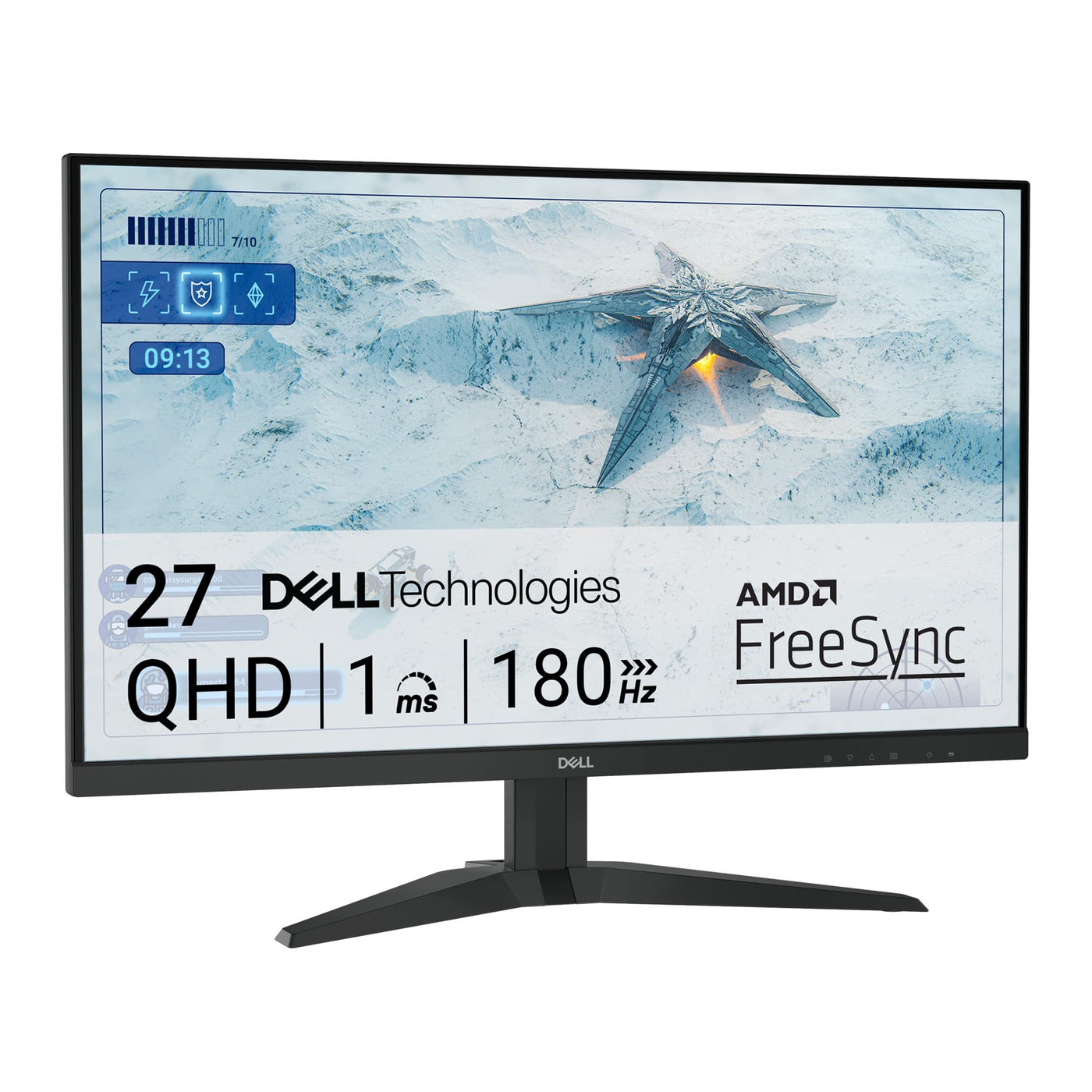 Dell G2725D 27 Zoll QHD (2560x1440) Gaming Monitor, 180Hz, IPS, 1ms, AMD FreeSync, 99% sRGB, DisplayPort, 2X HDMI, 3 Jahre Garantie, Schwarz