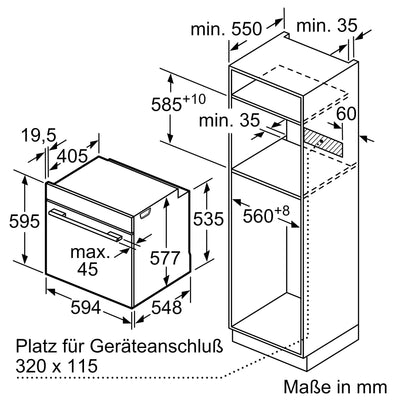 Bosch HBG675BB1 Serie 8 Einbau-Backofen, 60 x 60 cm, Made in Germany, Pyrolyse Selbstreinigung, AutoPilot 10 Automatikprogramme, 4D Heißluft Backen auf 4 Ebenen, TFT-Touchdisplay, Schnellaufheizung