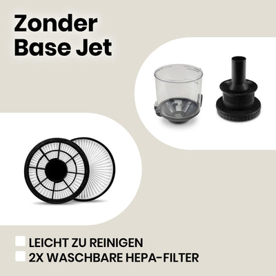 ZEEGMA Zonder Base Jet Staubsauger beutellos mit Set von Aufsätzen, Leistung 899W Saugleistung 20 000 Pa, Zyklontechnologie, Turbobürste, 2 HEPA Filter, Staubbehälter 2L