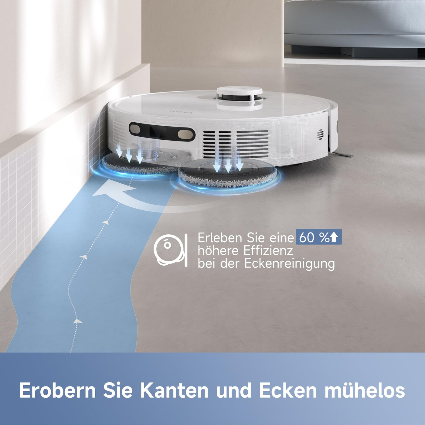 dreame Mova E30 Ultra Roboterstaubsauger und -wischer mit automatischer Entleerung und Selbstreinigung des Wischers, 7.000Pa Saugleistung, 10,5 mm Wischeranhebung,260 Min,Ultraschall-Teppicherkennung