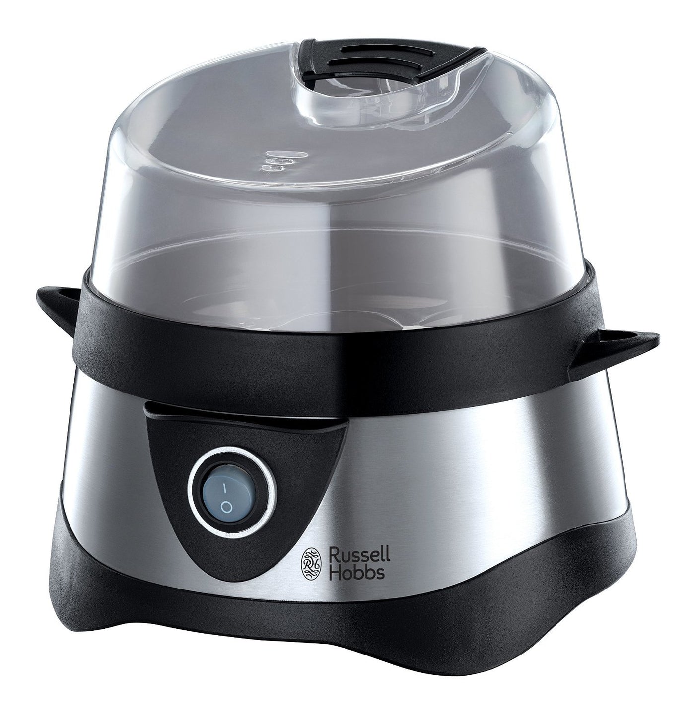 Russell Hobbs Eierkocher [Testsieger, 1-7 gekochte od. 3 gedämpfte Eier auf den Punkt genau] Edelstahl (inkl. Dampfgarer-Einsatz, automatische Abschaltung, Signalton, BPA-frei, Messbecher) 14048-56