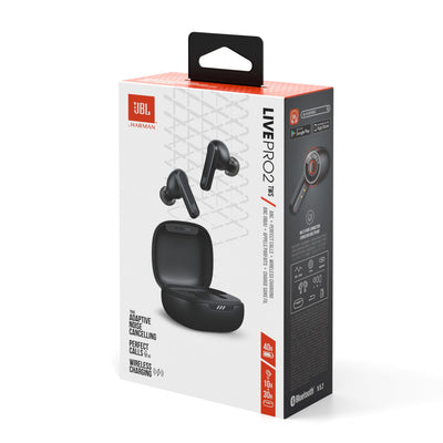 JBL Live Pro 2 TWS – Wasserdichte, True-Wireless In-Ear-Kopfhörer mit Noise-Cancelling in Schwarz – Mit bis zu 40 h Musikwiedergabe