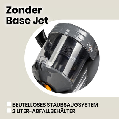 ZEEGMA Zonder Base Jet Staubsauger beutellos mit Set von Aufsätzen, Leistung 899W Saugleistung 20 000 Pa, Zyklontechnologie, Turbobürste, 2 HEPA Filter, Staubbehälter 2L