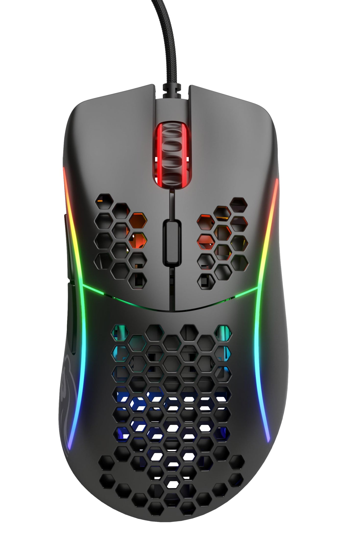 Glorious Gaming Model D Wired Gaming Mouse – superleichtes Wabendesign mit 68 g, RGB-Beleuchtung, ergonomisch, Pixart 3360 Sensor, Omron-Schaltern, PTFE-Füße, 6 Tasten – Mattschwarz