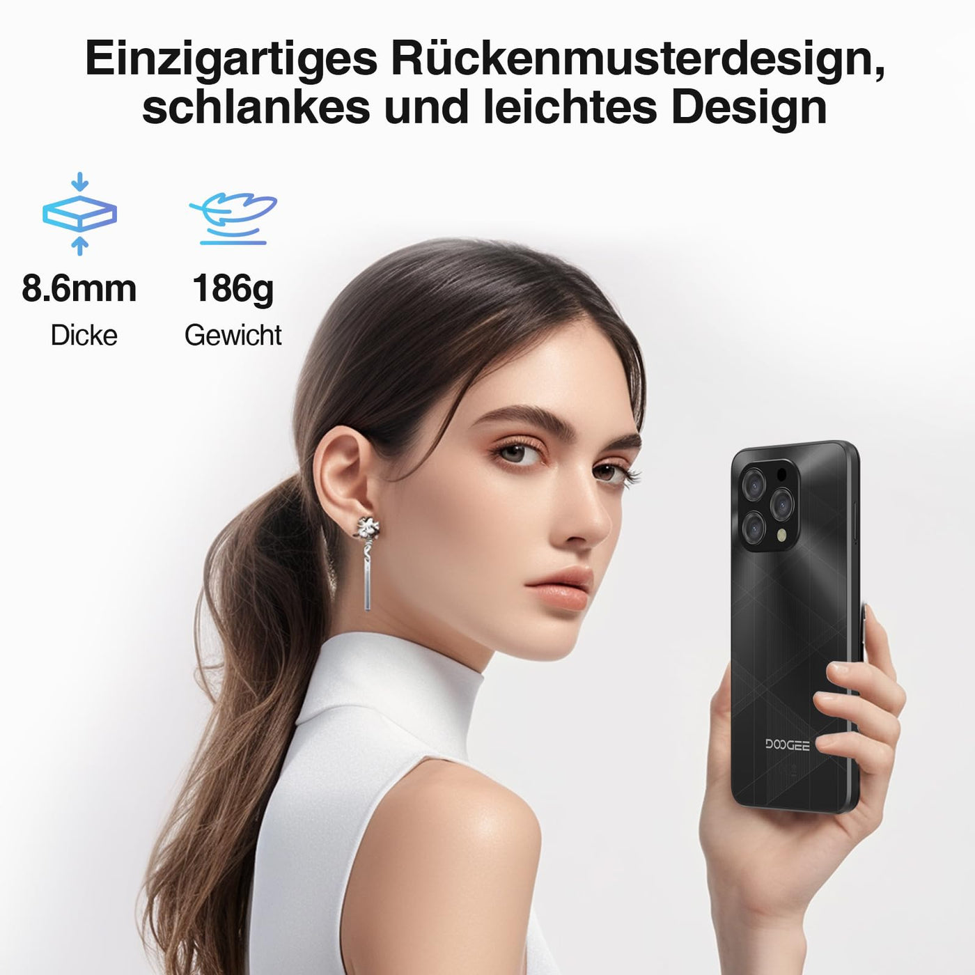 DOOGEE N55 Plus(20GB+128GB) Android 14 Smartphone Ohne Vertrag, 90Hz Handy Ohne Vertrag Octa Core 6,56" HD+, 5150mAh Handy Günstig,13MP+8MP Simlockfreie Handys 4G Dual SIM/Face ID/Widevine L1/GPS/OTG