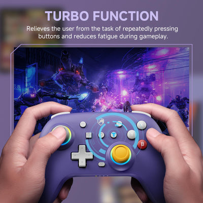 ECHTPower Switch Controller, Hall Joystick Controller für Switch Retro Design, 2024 Wireless Switch Pro Controller mit RGB/Turbo/Marko/Vibration, Kabellose Gamepad für Switch/OLED/PC/Adroid/iOS-Lila