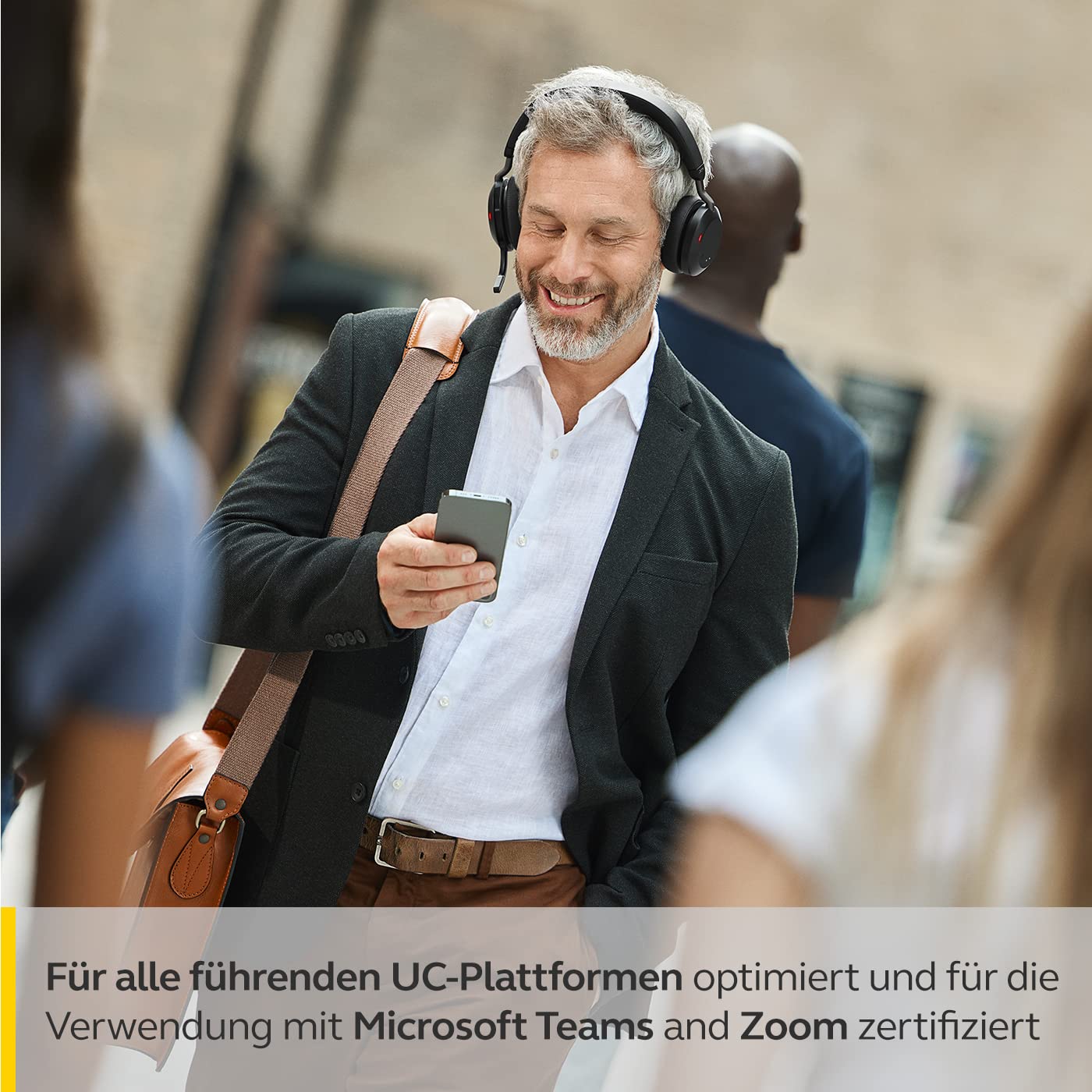 Jabra Evolve2 75 Wireless PC Headset mit 8-Mikrofon-Technologie - Dual-Foam-Stereo-Kopfhörer mit moderner aktiver Geräuschunterdrückung, USB-A Bluetooth-Adapter und MS Teams-Kompatibilität - Schwarz