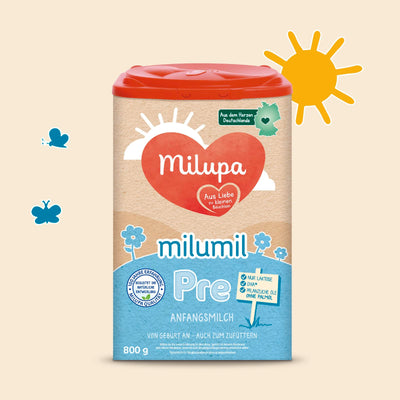 Milupa Milumil Pre – Anfangsmilch von Geburt an – Baby-Milchpulver – Mit wichtigen Nährstoffen und ohne Palmöl – 1 x 800 g