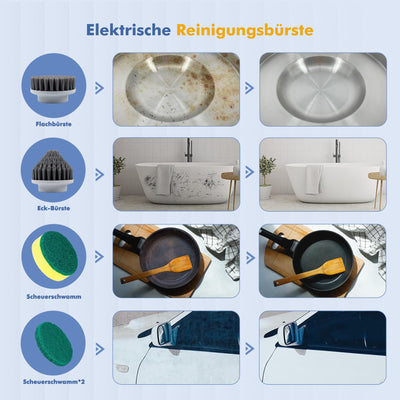 Elektrische Reinigungsbürste,Spin Scrubber für Bad und Fugen,Cleaning Brush für Haushalt mit 5 Bürstenkopfe,2 Modi Perfekt für Tiefe reinigen von Fliesen,Küche,Grille,Glas und Reifen-led Anzeige