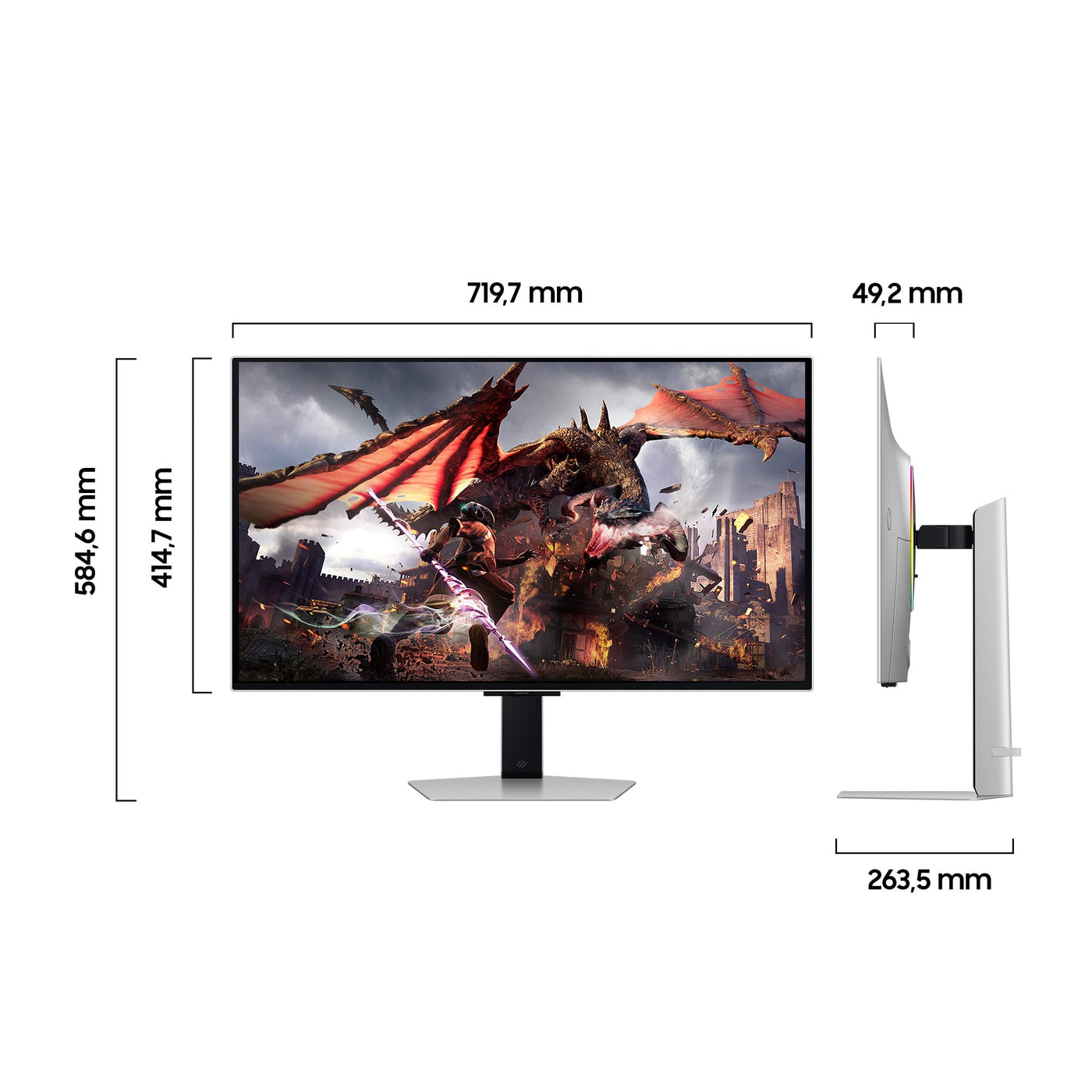 Samsung Odyssey G80SD OLED Gaming Monitor, 32 Zoll, 4K AI Upscaling, UHD Bildschirm, 3.840 x 2.160, Bildwiederholrate 240 Hz, Reaktionszeit 0,03 ms (G/G), AMD FreeSync Premium Pro, LS32DG800SUXEN