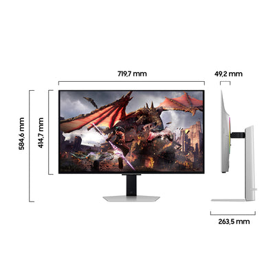 Samsung Odyssey G80SD OLED Gaming Monitor, 32 Zoll, 4K AI Upscaling, UHD Bildschirm, 3.840 x 2.160, Bildwiederholrate 240 Hz, Reaktionszeit 0,03 ms (G/G), AMD FreeSync Premium Pro, LS32DG800SUXEN