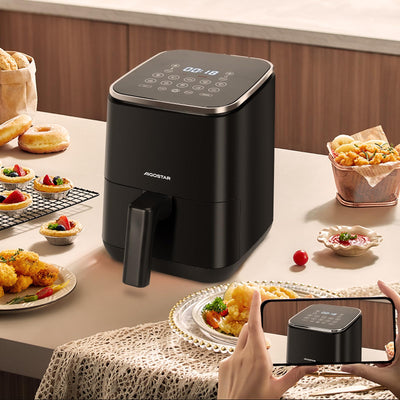 Aigostar Dot - Heißluftfritteuse 2L, Airfryer mit 8 Programmen und LED-Touchscreen, 1200W, einstellbare Zeit und Temperatur, herausnehmbarer Antihaft-Rost, leicht zu reinigen, BPA-frei