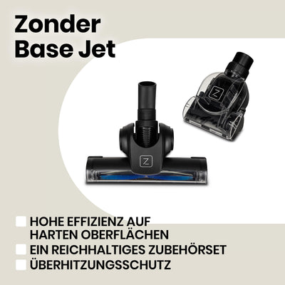 ZEEGMA Zonder Base Jet Staubsauger beutellos mit Set von Aufsätzen, Leistung 899W Saugleistung 20 000 Pa, Zyklontechnologie, Turbobürste, 2 HEPA Filter, Staubbehälter 2L