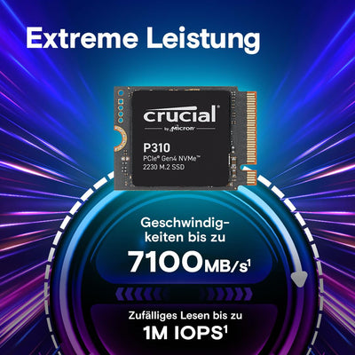 Crucial P310 SSD 1TB M.2 2230 PCIe Gen4 NVMe Interne SSD, bis 7.100 MB/s, mit Steam Deck, ASUS ROG Ally, MSI Claw & Microsoft Surface kompatibel - CT1000P310SSD2