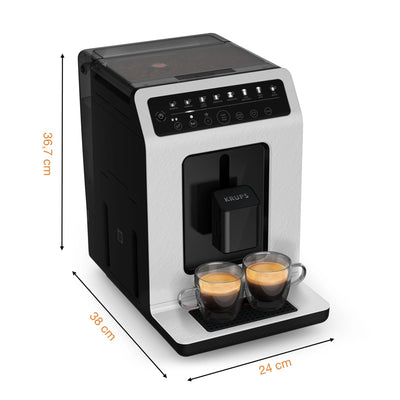 Krups Evidence ECOdesign Kaffeevollautomat mit Milchschlauch, 8 Getränke, 2-Tassen-Funktion, Recyceltes Material, Kaffeemaschine, Weiß/Schiefer, EA897A10